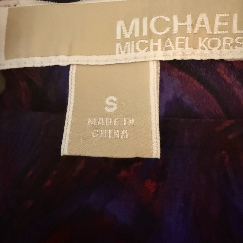 Michael Kors Purple Peacock Print Blouse, Sz Sm, Oversized - Picture 7 of 9